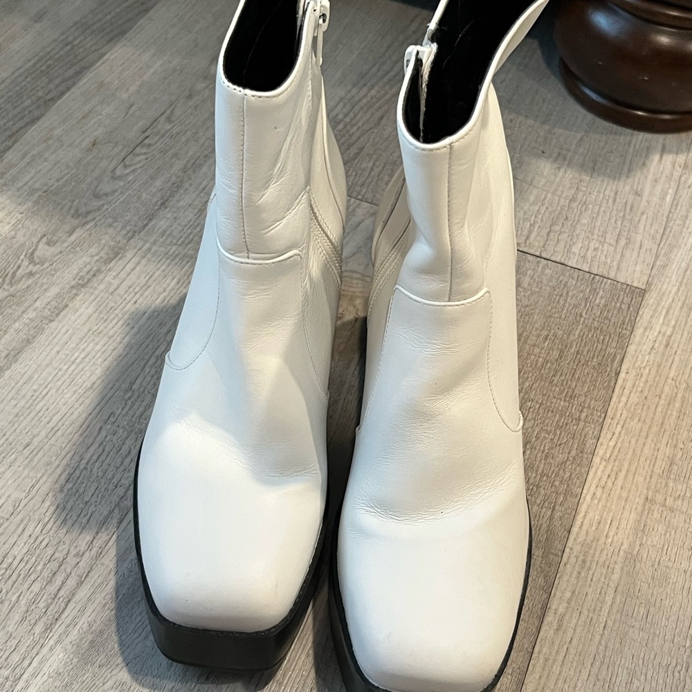 White Leather Ankle Boots
